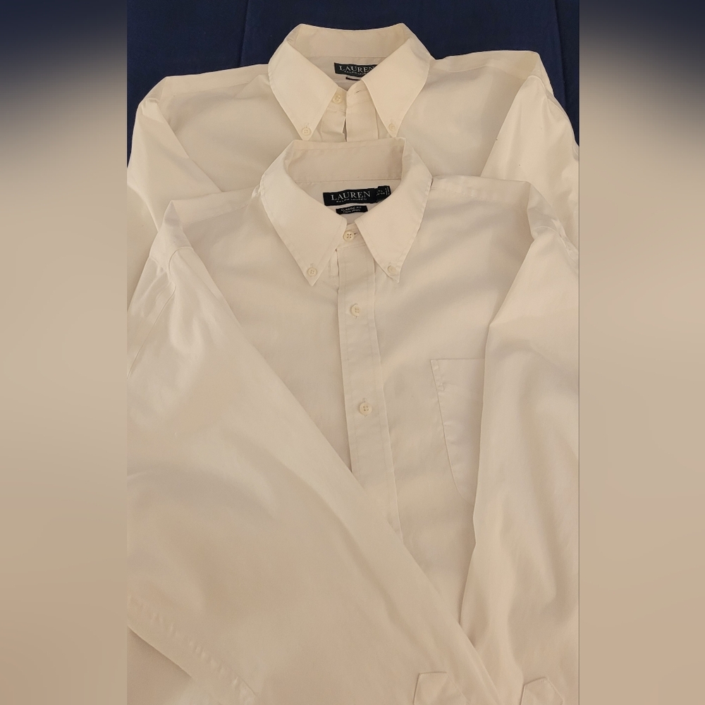 Bundle Of 2 Lauren Ralph Lauren White Dress Shirts - Picture 3 of 4